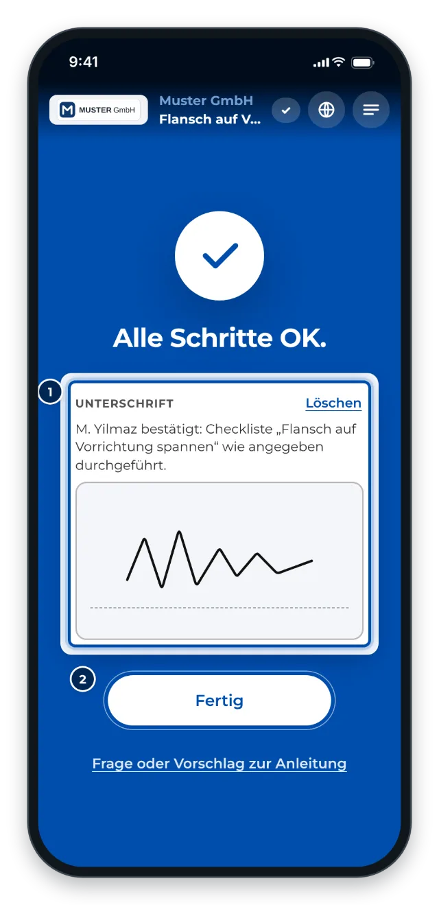 Am Ende unterschreibst du mit dem Finger