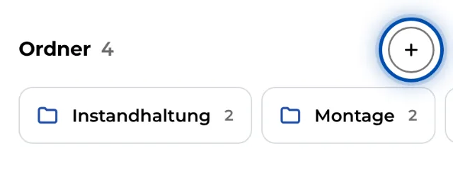 Die Zeile Ordner mit dem Knopf für einen neuen Ordner, hier am Handy