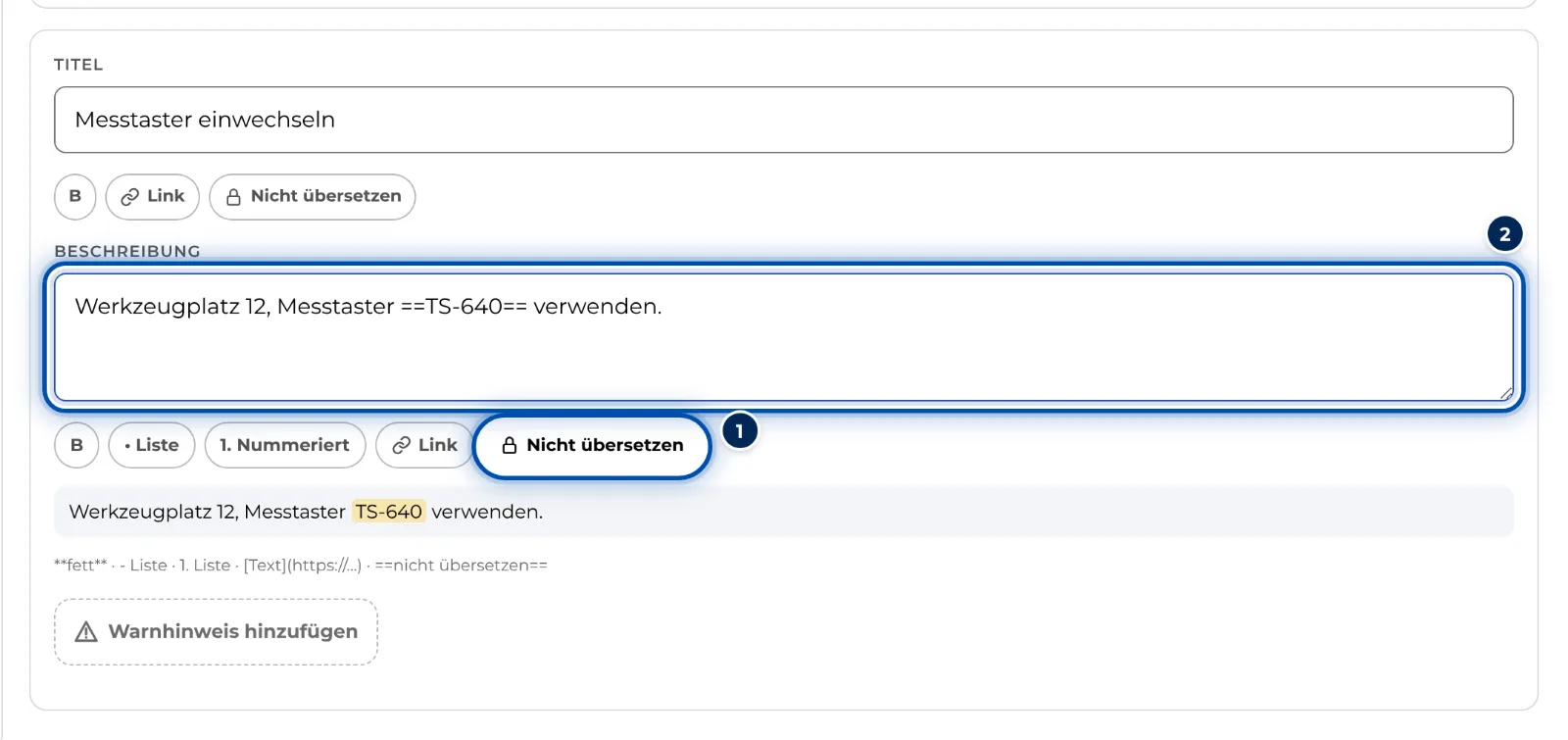 Mit Nicht übersetzen bleibt ein Begriff in jeder Sprache gleich