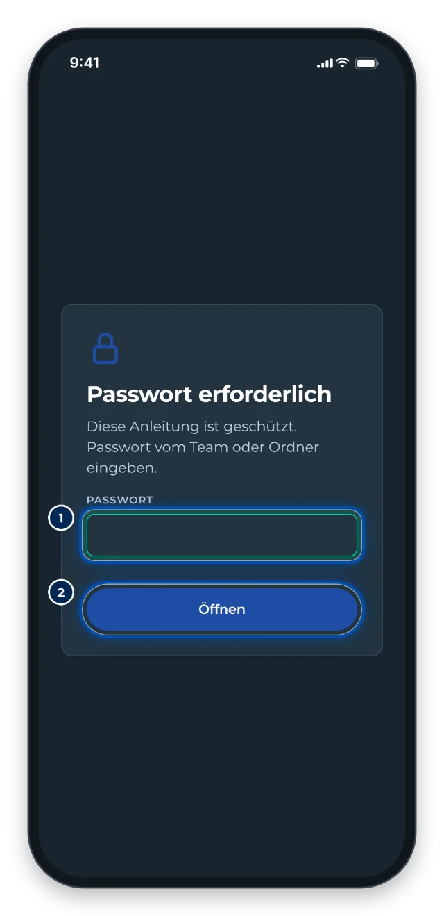 Vor einer geschützten Anleitung fragt GIRI nach dem Passwort