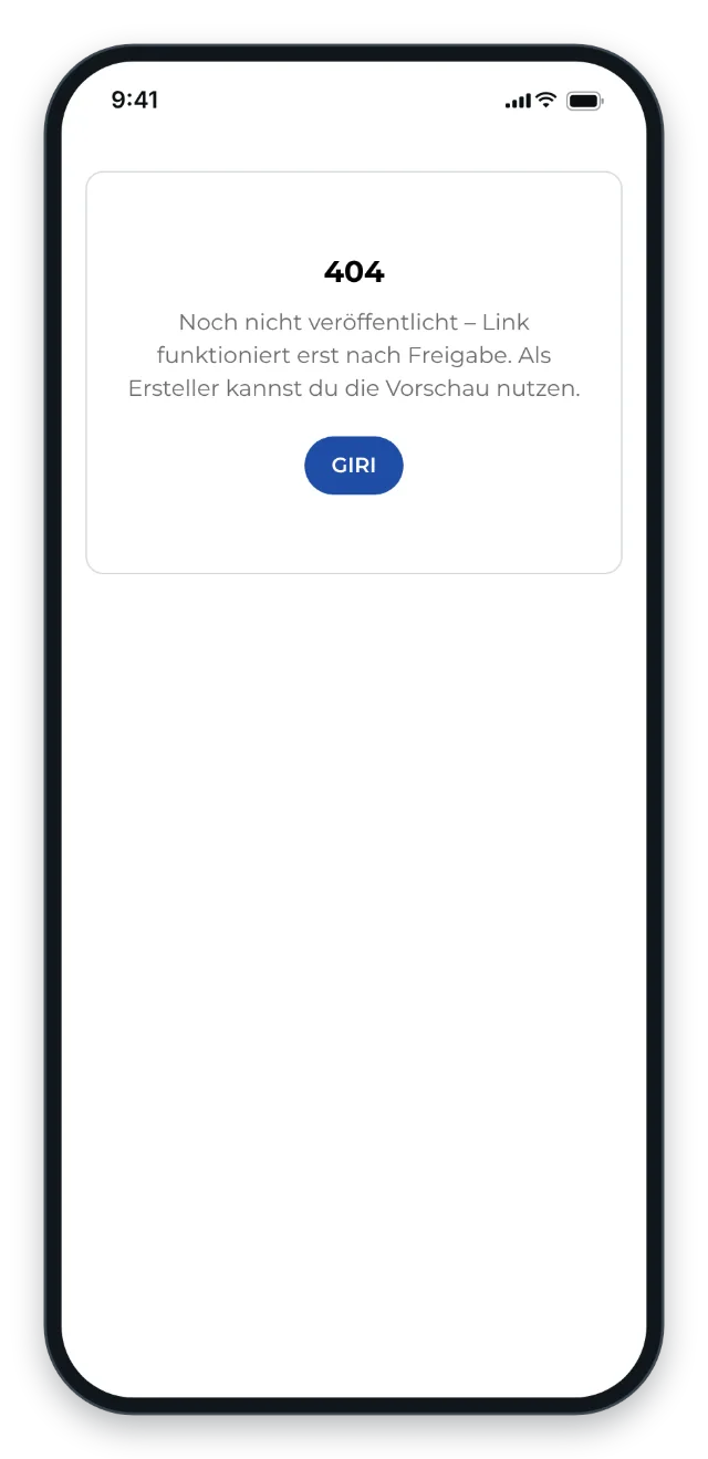 So sieht ein Werker den Link einer Anleitung, die noch nicht veröffentlicht ist