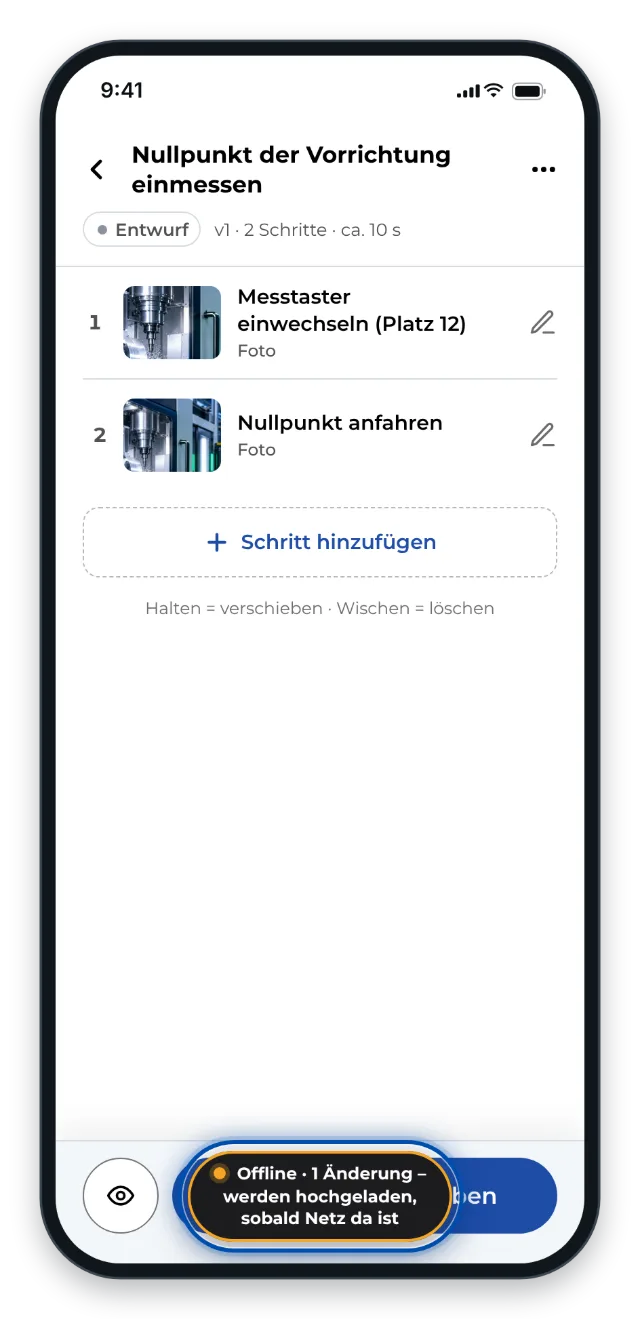 Die Anzeige unten zeigt, was ohne Netz auf das Hochladen wartet