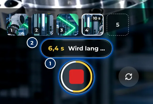 Ab 5 Sekunden färbt sich der Ring um den Auslöser und GIRI zeigt einen Hinweis