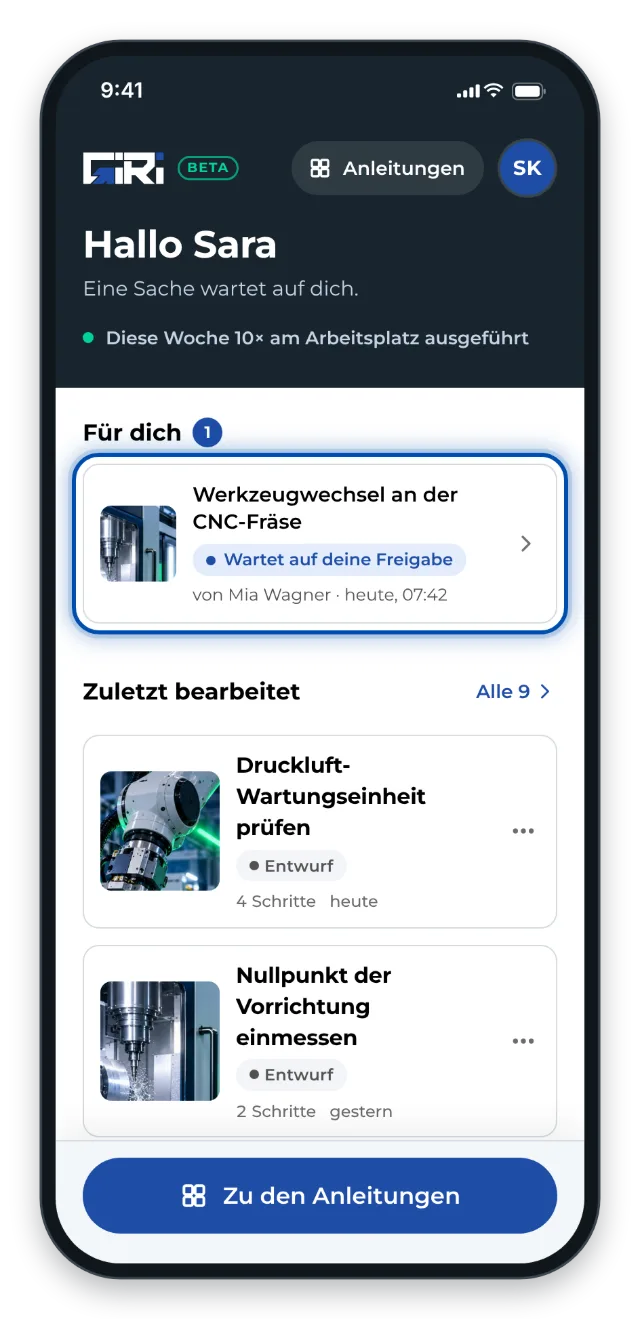Für dich am Handy: Die Anleitung wartet auf deine Freigabe