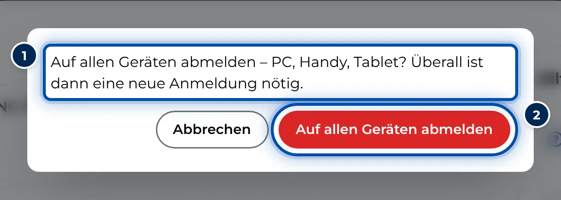 Die Rückfrage vor dem Abmelden auf allen Geräten
