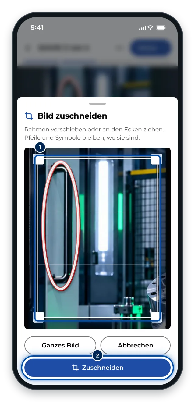 Bild zuschneiden am Handy mit dem Rahmen über dem Foto