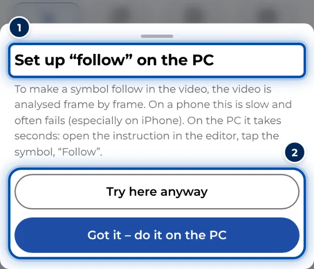 The hint on a phone: set up follow on the PC
