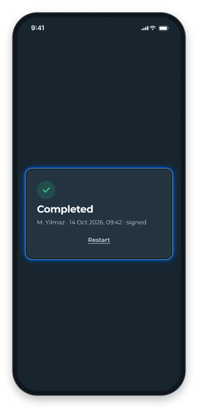 The checklist is completed
