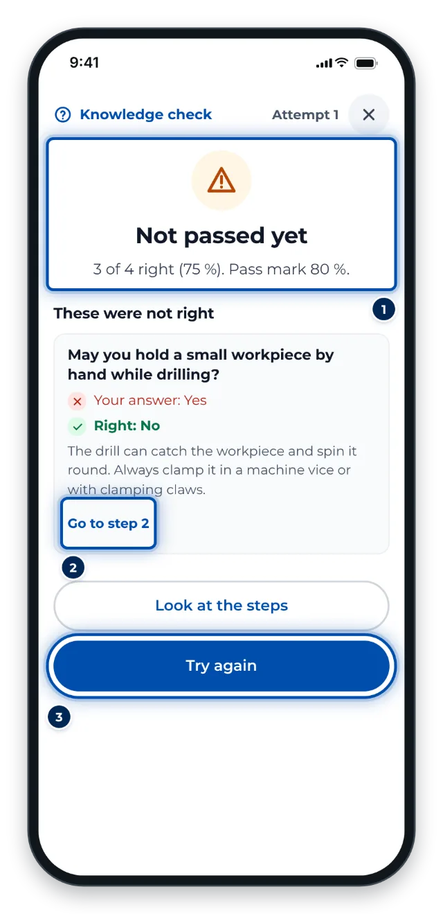 Not passed yet: the wrong answer, the right one, why, and the way to the step