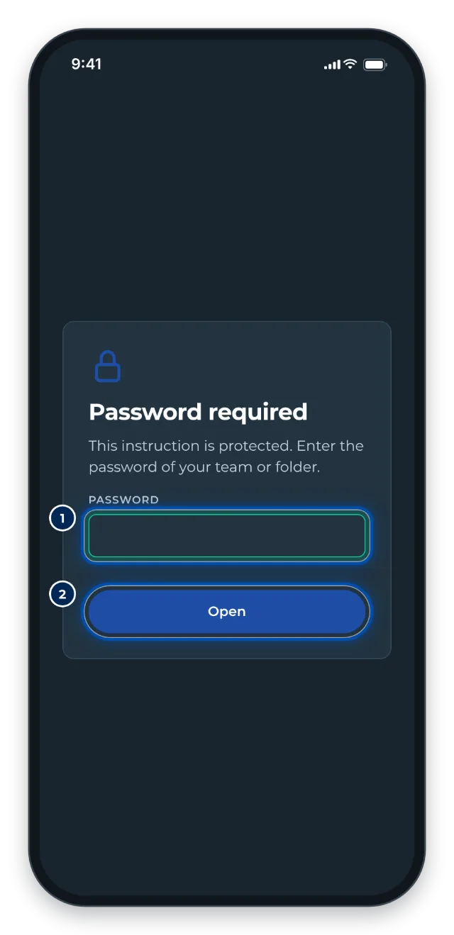 Before a protected instruction opens, GIRI asks for the password