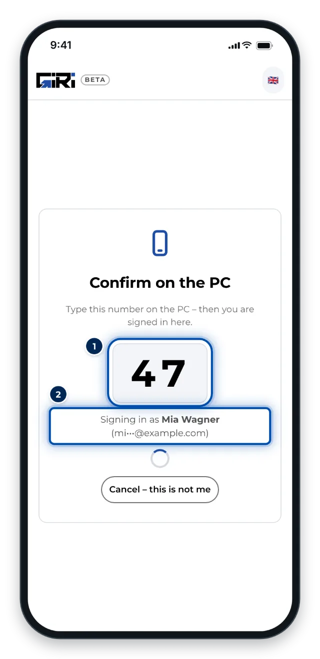 The phone shows the number you type in on the PC