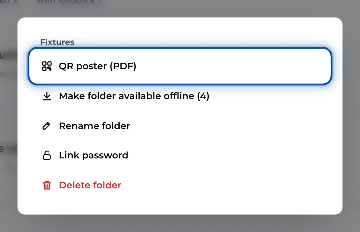 The folder menu contains the entry for the QR poster
