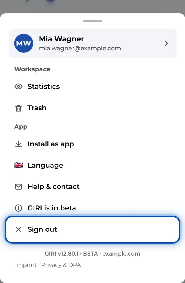 On a phone, Sign out is at the very bottom of the menu