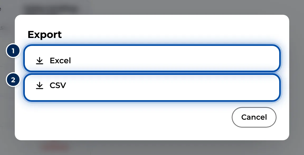 Exporting as Excel or CSV