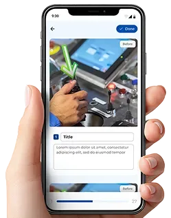 GIRI App auf dem Smartphone mit aufgenommenem Schritt und Pfeil